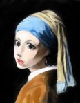  1girl adaption fine_art_parody girl_with_a_pearl_earring johannes_vermeer painting parody pearl solo 