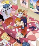  00s 2girls animal_slippers bag barefoot bed blazer blue_bow book bow brown_eyes brown_hair bunny_print calendar_(object) chips clothes clothes_on_bed eating footwear from_above futari_wa_precure glass hair_ornament hairclip head_rest indoors lacrosse long_hair lying magazine minakata_sunao misumi_nagisa mouth_hold multiple_girls on_bed open_book photo_(object) poster_(object) potato_chips precure purple_hair reading room school_bag short_hair sitting slippers socks socks_removed stuffed_animal stuffed_bunny stuffed_toy tissue tissue_box yukishiro_honoka 