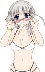  banpresto bikini blue_eyes breasts glasses hair_ornament hairclip large_breasts mouth_hold popsicle seolla_schweizer silver_hair super_robot_wars swimsuit 