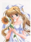  1girl air blonde_hair flower himawari hinoue_itaru kamio_misuzu solo sunflower 