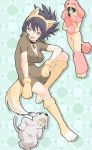  1girl 2boys animal_ears artist_request blonde_hair cosplay dog_ears dog_tail mitarashi_anko multiple_boys naruto orochimaru tail uzumaki_naruto 