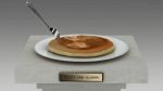  copyright_name food fork gradient gradient_background grey_background honey honey_and_clover no_humans pancake photorealistic pillar plate screencap still_life syrup 