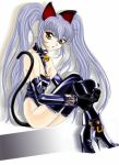  1girl animal_ears bell bell_collar boots cat_ears cat_tail collar elbow_gloves gloves high_heels hoshino_ruri kidou_senkan_nadesico latex latex_gloves leather shoes solo tail thigh-highs thigh_boots 