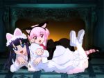  00s 2girls aizawa_masahiro animal_ears artemis artemis_(tsukuyomi) cat_ears hazuki_(tsukuyomi) multiple_girls tsukuyomi_moonphase wallpaper 