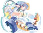  asymmetrical_clothes blue_eyes blue_hair detached_sleeves digital_media_player headphones ipod magical_girl moetan one-piece_swimsuit pastel_ink pop school_swimsuit single_thighhigh swimsuit thigh-highs white_school_swimsuit white_swimsuit 