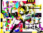  abstract blonde_hair colorful happy kagamine_rin short_hair solo vocaloid 