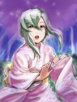  green_eyes green_hair japanese_clothes kazama_hazuki kimono oekaki open_mouth samurai_spirits snk solo tamura_(nex) 