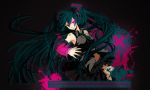  armpits bare_shoulders detached_sleeves english fingernails glowing glowing_eyes green_eyes green_hair hatsune_miku long_hair pleated_skirt skirt twintails very_long_hair vocaloid 