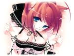 animal_ears artist_request blue_eyes blush breasts cleavage dress gothic highres holding lace nekomimi red_hair short_hair string