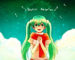  1girl green_eyes green_hair hands_together hatsune_miku scarf tagme twintails vocaloid 