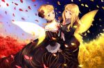  beatrice blonde_hair breasts butterfly cleavage dress dual_persona flower holding_hands nanamura necktie petals rose skirt thighhighs umineko_no_naku_koro_ni when_they_cry_4 wings 