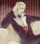  1boy blonde_hair blue_eyes formal jewelry jojo_no_kimyou_na_bouken necklace prosciutto solo spritzer suit 