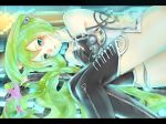 1girl blue_eyes green_hair hatsune_miku tagme thigh_boots twintails vocaloid