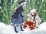  earmuffs fujiwara_no_mokou hat kamishirasawa_keine kusugaya mittens multiple_girls scarf snow touhou winter 