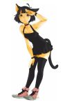  1boy akizuki_ryou animal_ears antenna_hair armpits arms_up bad_id black_hair cat_ears catboy catgirl crossdressinging dress idolmaster idolmaster_dearly_stars legs nekomimi skirt tail the_idolm@ster thigh_highs thighhighs trap yellow_eyes 