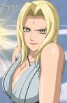  bare_shoulders blonde_hair breasts cleavage female highres large_breasts long_hair naruto necklace solo tsunade yellow_eyes 