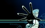  1280x800 1boy bleach blue_eyes blue_hair character_name grimmjow_jaegerjaquez male outstretched_hand solo upper_body vector wallpaper 