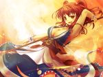  armpits breasts cleavage large_breasts onozuka_komachi red_eyes red_hair redhead scarlet_(studioscr) scythe solo touhou twintails wallpaper 