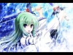  akashio_(loli_ace) blue_eyes detached_sleeves green_hair kochiya_sanae shushio sword touhou weapon 