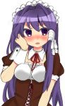  blush clannad fujibayashi_kyou long_hair maid paruko purple_eyes purple_hair violet_eyes 