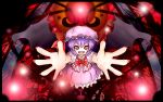  bat_wings fang fingernails happy hat mouse_thread nails purple_hair red_eyes remilia_scarlet short_hair touhou wings 