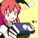  book coffee cup head_wings headwings koakuma lowres red_eyes red_hair redhead touhou tsuyuki 