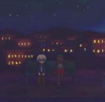  bench blonde_hair child dark_skin hatchin_morenos michiko_to_hacchin michiko_to_hatchin night rita_ozzetti sitting skirt star 