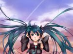  aqua_hair detached_sleeves hatsune_miku headphones long_hair mai_(pixiv282116) necktie ouka_mai shintaniya twintails vocaloid voice_(first_sound_story)_(vocaloid) 