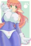  bodysuit breasts erect_nipples galaxy_fight gloves green_eyes huge_breasts long_hair pointy_ears redhead roomi spandex sunsoft 