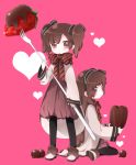  bow chocolate food fruit hairband heart multiple_girls namori original pantyhose strawberry twintails valentine 