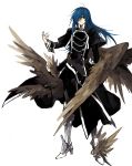  black_wings blue_hair hair_over_one_eye long_hair male original red_eyes starshadowmagician wings 