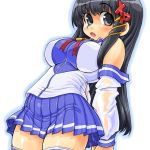  :o black_hair breasts dd_(artist) detached_sleeves large_breasts long_hair os thigh-highs thighhighs xp 