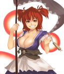  grin highres large_breasts onozuka_komachi red_eyes red_hair redhead smile touhou twintails 