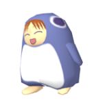  3d animated animated_gif azumanga_daioh bird child happy lowres mihama_chiyo open_mouth orange_hair penguin penguin_costume penguin_outfit smile solo 