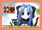  00s blue_hair cat len lowres melty_blood red_eyes ribbon tail tsukihime type-moon 