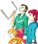  1girl 2boys duster duster_(mother) kumatora lowres lucas mother_(game) mother_3 multiple_boys nintendo oekaki shirt simple_background striped striped_shirt tomboy 