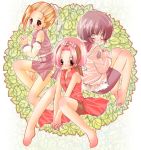  3girls artist_request barefoot haruno_sakura hyuuga_hinata lowres multiple_girls naruto yamanaka_ino 