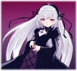  00s 1girl black_dress blush cross-laced_clothes dress expressionless flower hairband kantaro lolita_hairband long_hair long_sleeves md5_mismatch parted_lips pink_eyes puffy_long_sleeves puffy_sleeves rose rozen_maiden silver_hair solo suigintou upper_body very_long_hair 