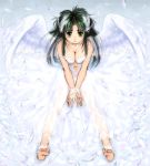  1girl angel barefoot feet green_hair jochuu-san lowres oekaki original solo wings yagisaka_seto 