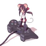  1girl animal_ears controller game_console game_controller lowres minigirl mitsuki_mouse mouse_ears mouse_tail oekaki original pixel_art playing_games playstation_2 ponytail product_placement solo tail video_game 