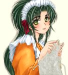  1girl green_hair jochuu-san knitting lowres maid oekaki original solo yagisaka_seto 