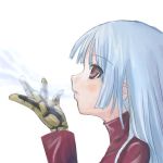  1girl aqua_hair blowing gloves king_of_fighters kula_diamond red_eyes snk solo the_king_of_fighters 