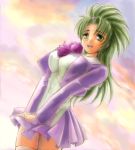  1girl green_hair jochuu-san lowres oekaki original solo thigh-highs yagisaka_seto 