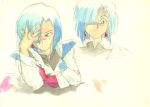  1girl 90s concept_art face game_arts grandia grandia_i hair_over_one_eye hand_over_face hontani_toshiaki leen_(grandia) official_art sketch traditional_media watercolor_(medium) 