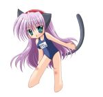  1girl animal_ears animated animated_gif cat_ears cat_tail chibi lowres name_tag one-piece_swimsuit one_eye_closed school_swimsuit solo swimsuit tail tail_wagging transparent_background wink winking 