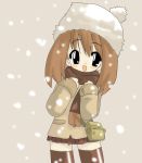  hat miniskirt skirt snow snowing thigh-highs zettai_ryouiki 