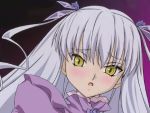  00s 1girl barasuishou blush flower long_hair rozen_maiden silver_hair solo twintails yellow_eyes 