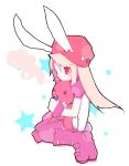  1girl animal_ears boots cigarette hug lighter mitsuki_mouse pantyhose pink_boots pink_legwear rabbit_ears smoking solo star stuffed_animal stuffed_toy teddy_bear 