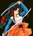  1girl dual_wielding green_hair jochuu-san katana lowres oekaki original solo sword weapon yagisaka_seto 