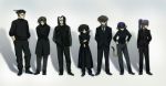  3girls 4boys animal_ears benawi black_suit coat dog_ears eruruw everyone formal ghost_in_the_shell ghost_in_the_shell_lineup ghost_in_the_shell_stand_alone_complex hakuoro head_wings karura_(utawareru_mono) kurou kurou_(utawareru_mono) lineup long_hair mask multiple_boys multiple_girls oboro_(utawareru_mono) parody ponytail purple_hair suit tail touka_(utawareru_mono) utawareru_mono yu-ta yuzuha_(utawareru_mono) 